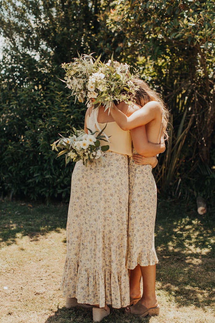 Nicole and Choppie - Gisborne Wedding captured by Oriwia Soutar.
Free spirit in her Daughters of Simone gown; a seventies silhouette, fluted sleeves. Bohemian bride. Featured on Wild Hearts, New Zealand. Bridesmaids.