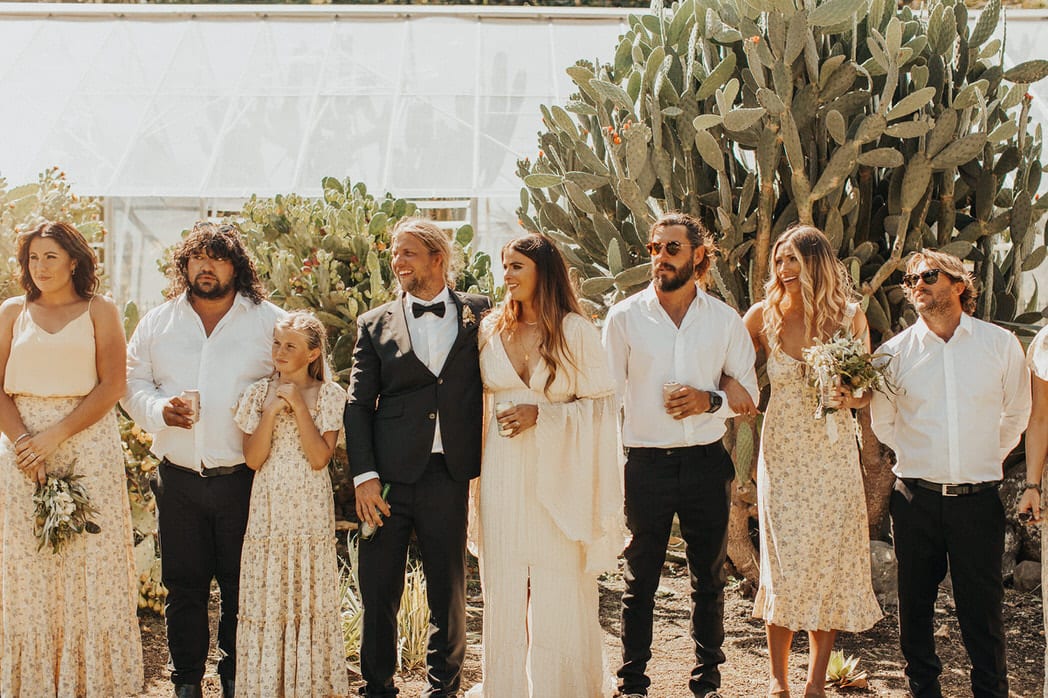 Nicole and Choppie - Gisborne Wedding captured by Oriwia Soutar.
Free spirit in her Daughters of Simone gown; a seventies silhouette, fluted sleeves. Bohemian bride. Featured on Wild Hearts, New Zealand. Bridal Party.